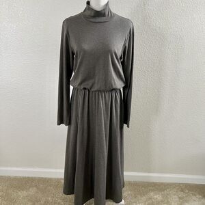 Willow Ridge Sz 6 Knit Dress Long Sleeve Turtle Neck Pockets Modest Vintage 80s